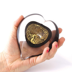 Kristallglas Miniurne Herz mit Gold mca001-g