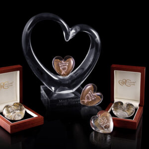 Erinnerungskristalle: Herz in Herz Set mit vier Herzen - Handschmeichlern